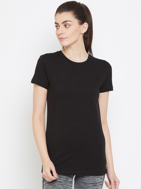 

C9 AIRWEAR Women Black Solid Round Neck T-shirt