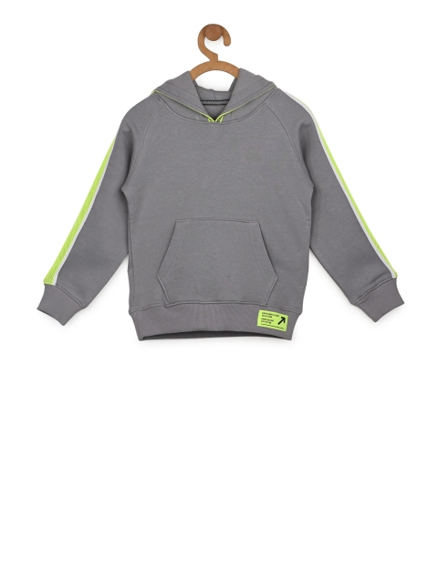 

Stupid Cupid Boys Grey Solid Hooded Sweatshirt