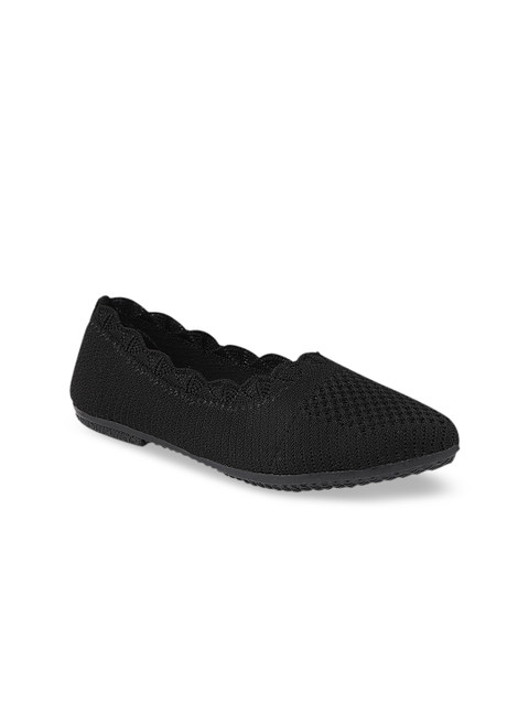 

Shoetopia Women Black Woven Design Ballerinas