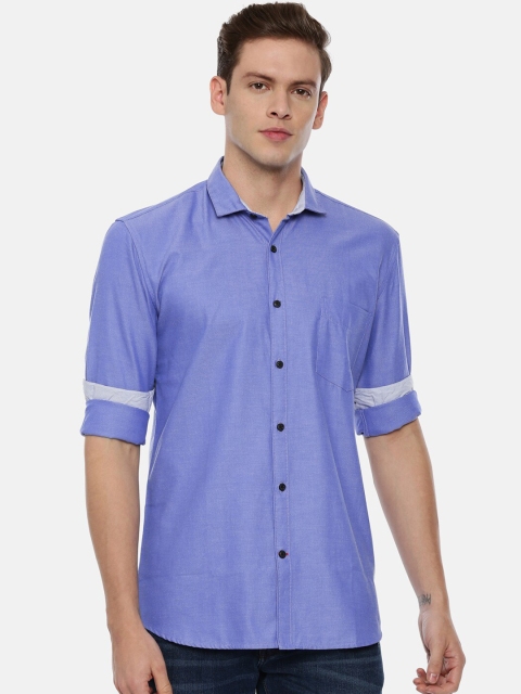 ROLLER FASHIONS Men Blue Slim Fit Solid Casual Shirt
