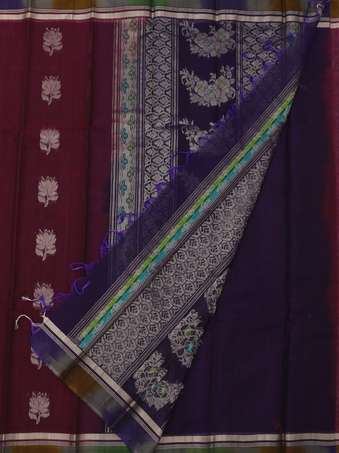 

Pothys Purple & Maroon Pure Silk Printed Saree