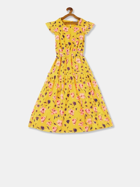 

Cherokee Girls Yellow Floral Print Fit and Flare Maxi Dress
