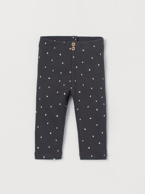 

H&M Girls Grey & White Ribbed Leggings