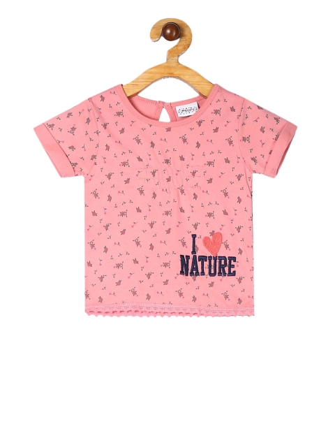 

Donuts Girls Pink Floral Printed Pure Cotton Top
