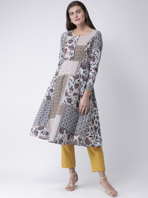 

Aayna Women Blue & White Printed A-Line Kurta