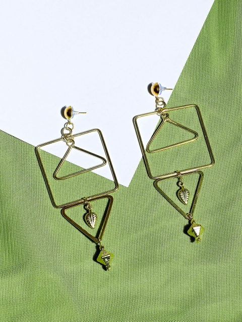 

ZeroKaata Gold-Toned Geometric Drop Earrings