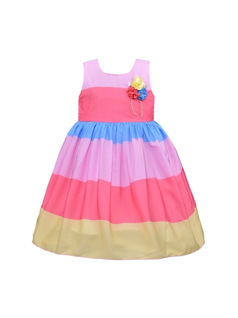 

Wish Karo Girls Pink Striped Fit and Flare Dress
