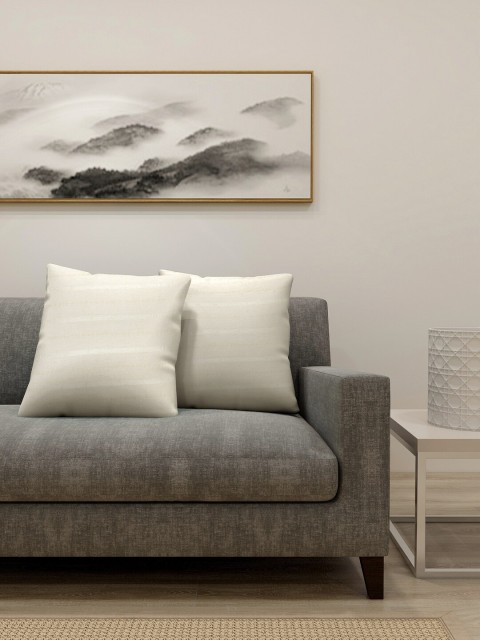 

KLOTTHE Off-White Set of 2 Striped Square Cushion Covers