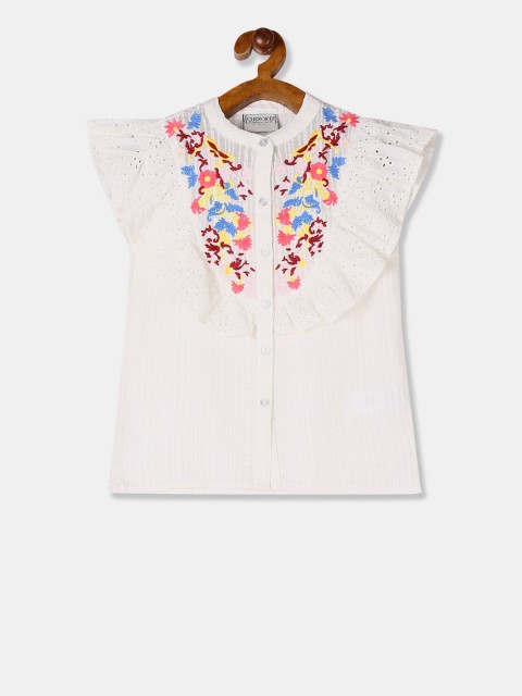 

Cherokee Girls White Floral Embroidered Top