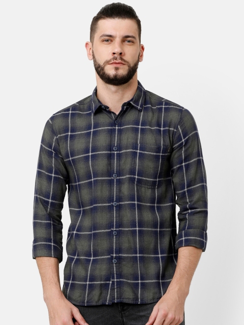 

Voi Jeans Men Navy Blue & Grey Slim Fit Checked Casual Shirt