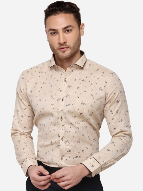 

Greenfibre Men Beige & Blue Slim Fit Printed Formal Shirt
