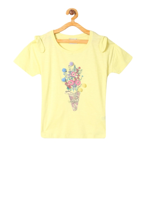 

Cherokee Girls Yellow Floral Printed Top