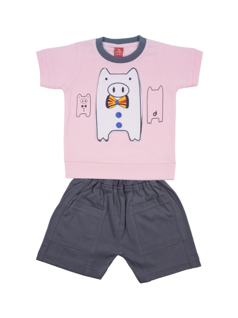 

Jb Club Boys Pink & Grey Printed T-shirt with Shorts