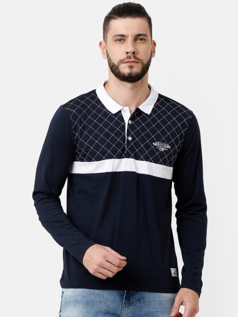 

Voi Jeans Men Navy Blue Colourblocked Polo Collar T-shirt