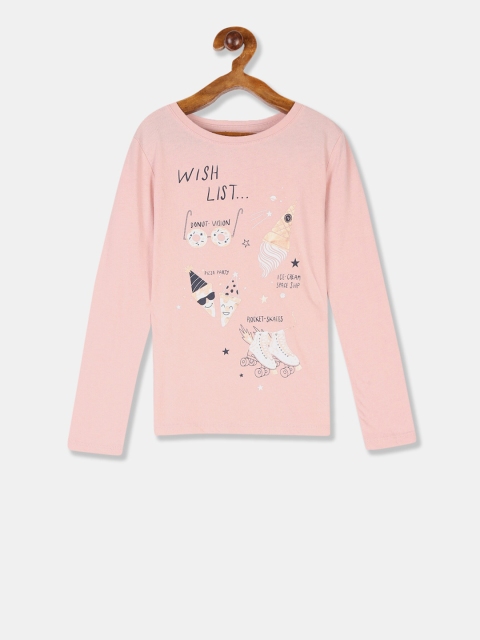 

GAP Girls Pink Printed Round Neck T-shirt