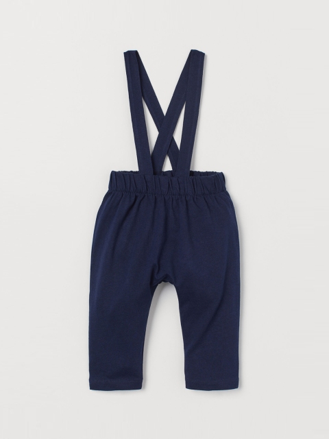 H&M Kids Navy Blue Cotton Jersey Braced Trousers