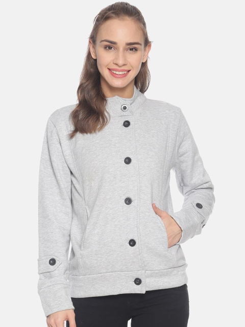 

Campus Sutra Women Grey Solid Windcheater Tailored Jacket