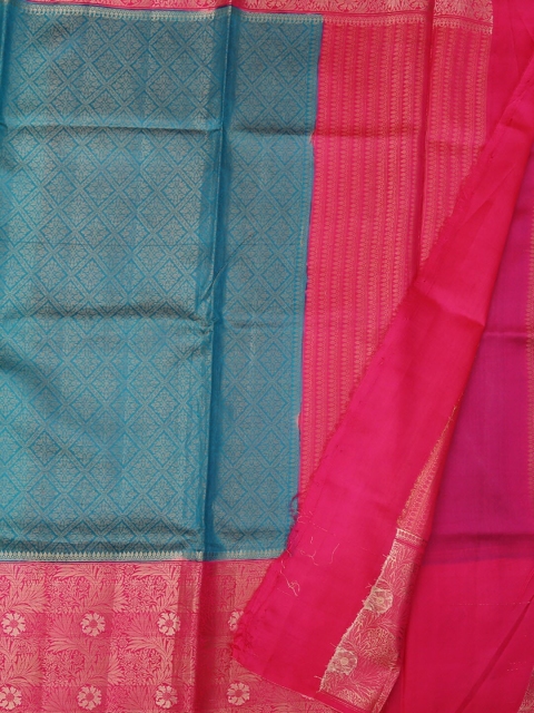 

Pothys Blue & Pink Jute Silk Woven Design Saree