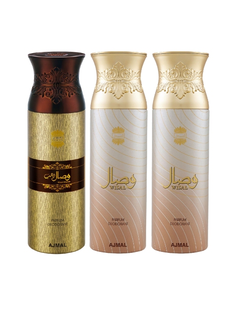 

Ajmal Unisex Set of 3 Wisal Dhahab & 2 Wisal Deodorant Body Sprays 200ML each, Multi