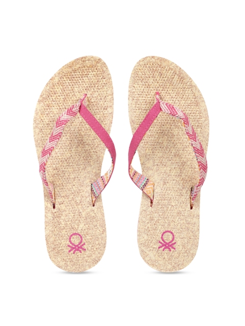 

United Colors of Benetton Women Pink Printed Thong Flip-Flops