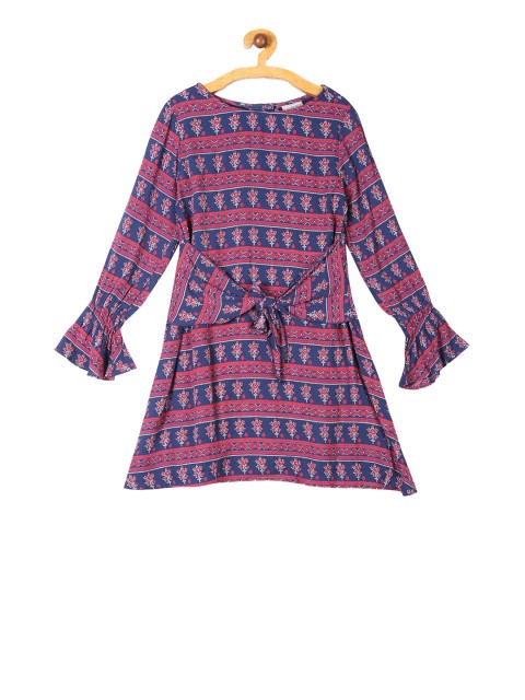 

Cherokee Girls Navy Blue & Red Printed A-Line Dress