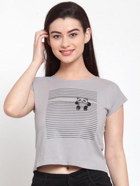 

Everlush Women Grey Printed Crop Top