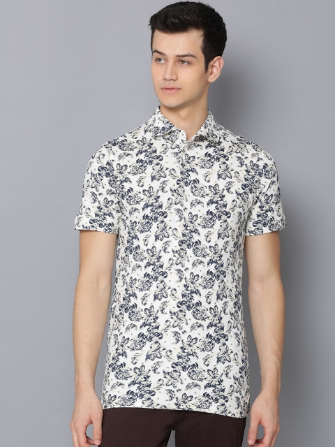 

Bruun & Stengade Men Cream-Coloured & Blue Slim Fit Printed Casual Shirt
