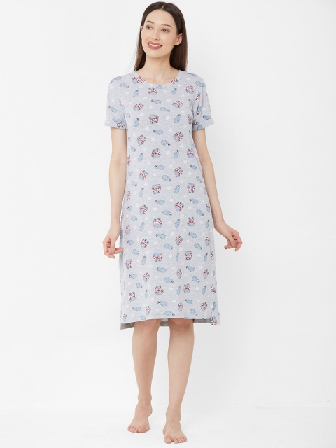 

Mystere Paris Grey & Blue Penguin Print Pure Cotton Nightdress
