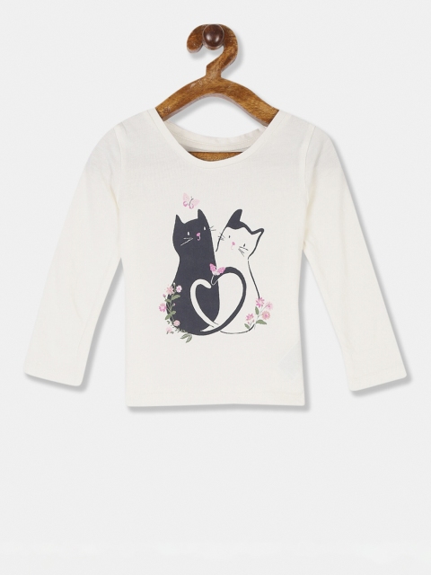 

GAP Boys White Printed Round Neck T-shirt