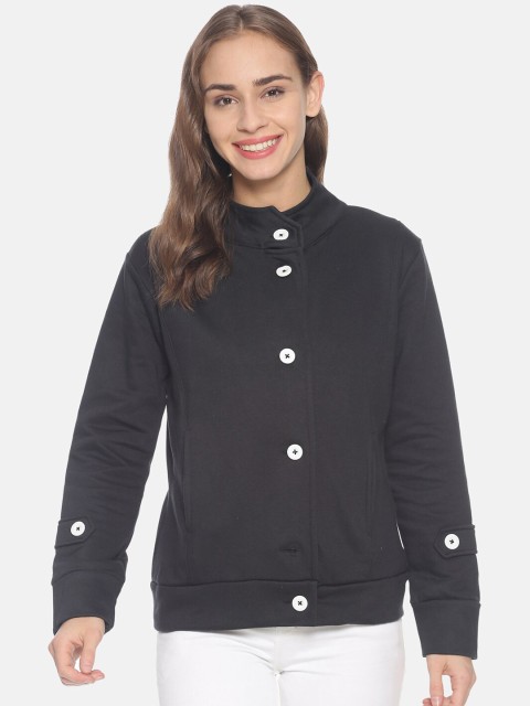 

Campus Sutra Women Black Solid Windcheater Padded Jacket