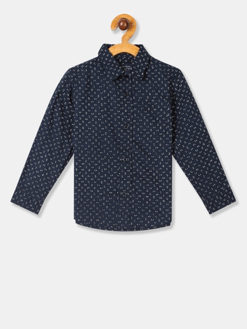 

The Childrens Place Boys Navy Blue & Off-White Printed Casual Shirt