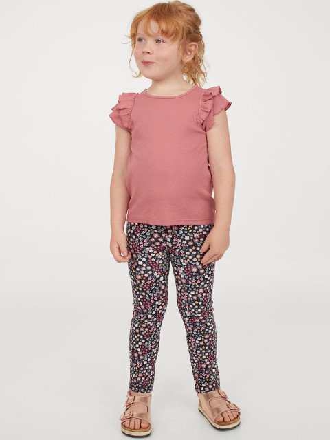 

H&M Girls Black & Pink Floral Treggings