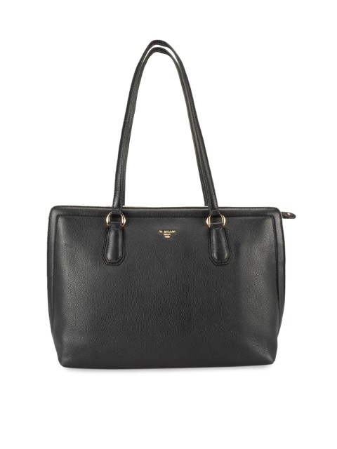 

Da Milano Black Solid Leather Tote Bag