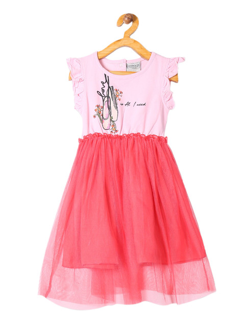 

Cherokee Girls Pink & Peach Printed Fit and Flare Dress