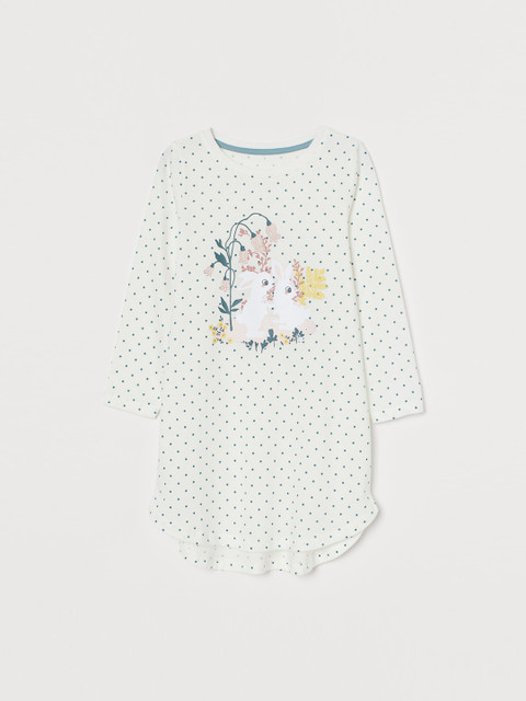 

H&M Girls Green & White Patterned Nightdress