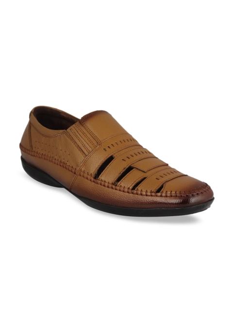 

pelle albero Men Tan Brown Leather Shoe-Style Sandals