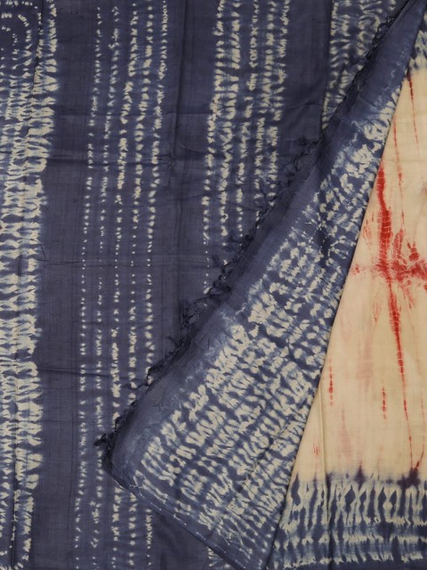 

Pothys Navy Blue & Cream Tissue Dyed Tussar Saree