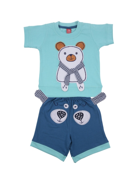 

Jb Club Boys Blue Appliqued T-shirt with Shorts