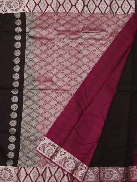 

Pothys Brown & Magenta Vasundhara Pattu Pure Silk Floral Print Saree
