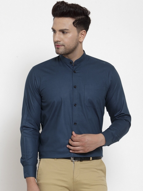 

JAINISH Men Teal Blue Classic Regular Fit Solid Formal Shirt