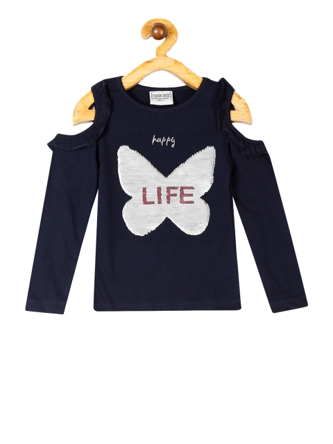 

Cherokee Girls Navy Blue Embellished Top