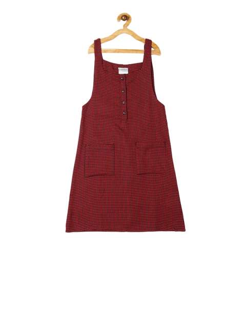 

Cherokee Girls Red & Black Self Design A-Line Dress