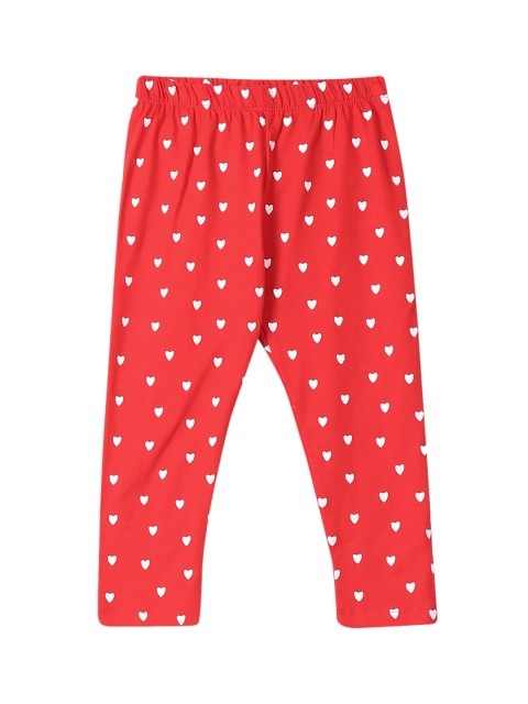 

Donuts Girls Red & White Heart Printed Ankle-Length Leggings