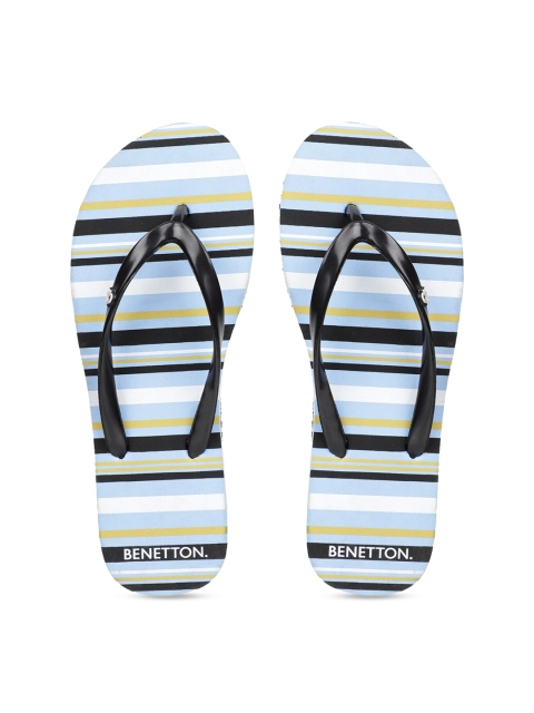 

United Colors of Benetton Women Multicoloured Striped Thong Flip-Flops, Multi