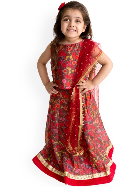 

Lil Peacock Red Ready to Wear Lehenga & Blouse with Dupatta
