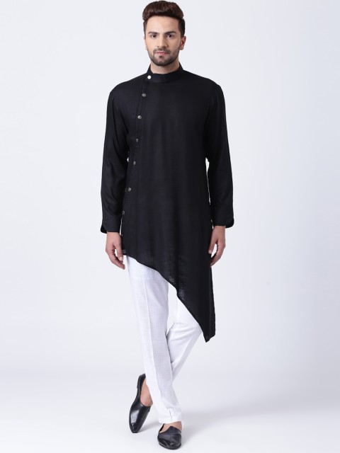 

I Know Men Black Solid A-Line Kurta
