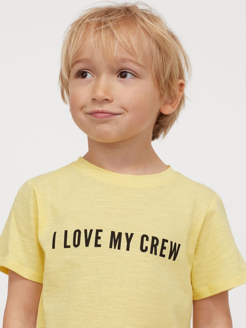 H&M Boys Yellow Text-print T-shirt