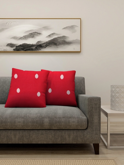 

KLOTTHE Red Set of 2 Geometric Square Cushion Covers