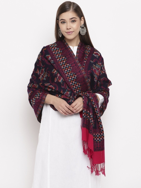 

HK colours of fashion Women Multicoloured Woven Design Stole with Tasselled Border, Multi