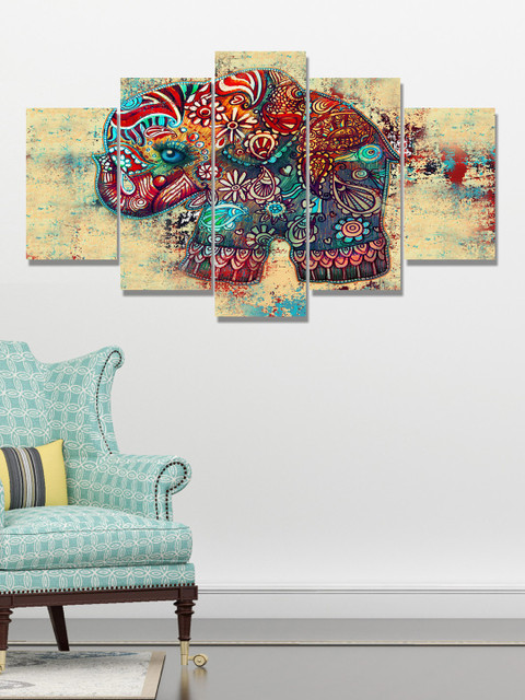 

Go Hooked Beige & Blue 5 Panel Digital Printed Wall Art